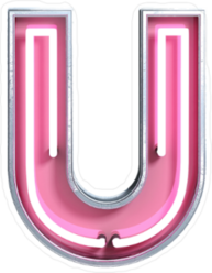 Fluorescent Pink Tubes Letter U Sticker