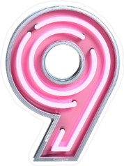 Fluorescent Pink Tubes Number 9 Sticker