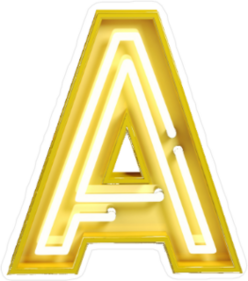 Fluorescent Yellow Tubes Letter A Sticker
