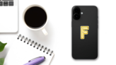 Fluorescent Yellow Tubes Letter F Sticker on a Phone (New) example