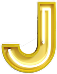 Fluorescent Yellow Tubes Letter J Sticker
