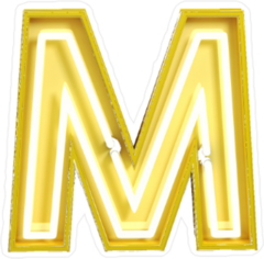Fluorescent Yellow Tubes Letter M Sticker