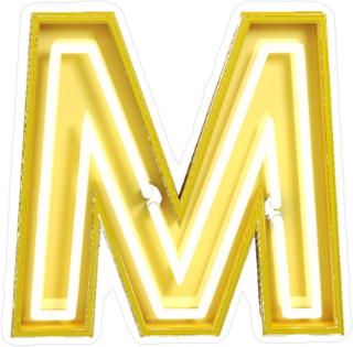 Fluorescent Yellow Tubes Letter M Sticker