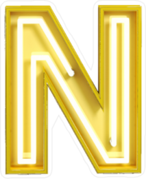 Fluorescent Yellow Tubes Letter N Sticker
