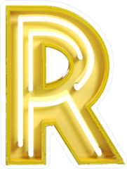 Fluorescent Yellow Tubes Letter R Sticker