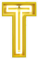 Fluorescent Yellow Tubes Letter T Sticker