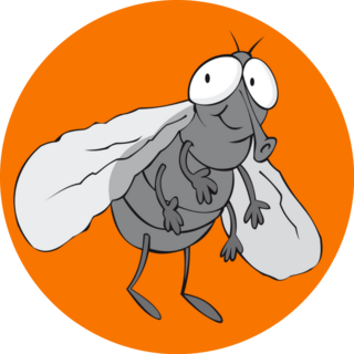 Fly Cartoon On Orange Sticker