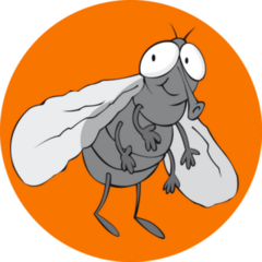 Fly Cartoon On Orange Sticker
