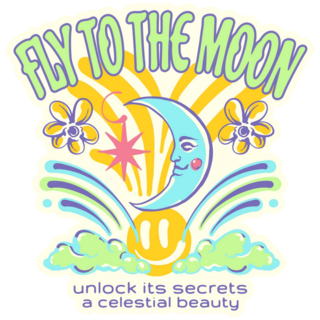 Fly To The Moon Groovy Celestial Sticker