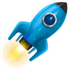 Flying Blue Rocket Sticker