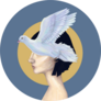 Flying Dove And Woman In Profile Illustration Sticker