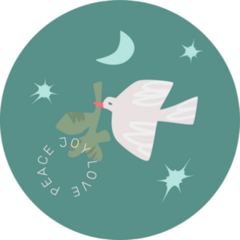 Flying Dove On Green, Peace Joy Love Sticker