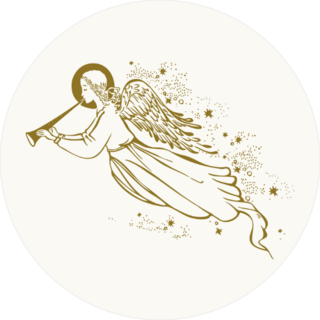 Flying Gold Angel With A Trumpet Sticker