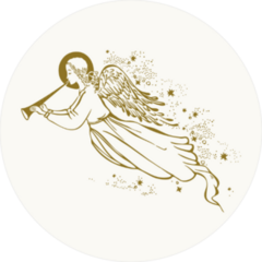 Flying Gold Angel With A Trumpet Sticker