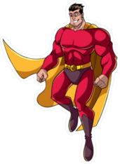 Flying Happy Cartoon Superhero Sticker