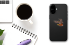 Flying Hawk Mascot Sticker on a Phone (New) example