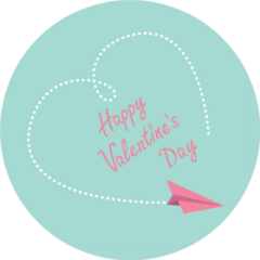 Flying Paper Plane Happy Valentines Day Card Sticker