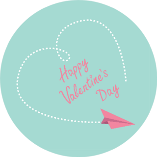 Flying Paper Plane Happy Valentines Day Card Sticker