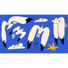 Flying Seagull Cartoon Sticker