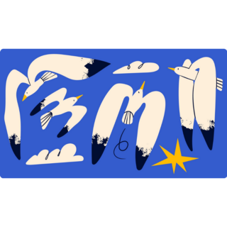 Flying Seagull Cartoon Sticker