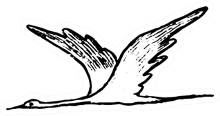 Flying Shadoof, Bird Crane Hand Drawn Sticker