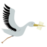Flying Stork With Letter Icon Sticker