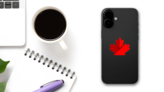 Folded Canada Maple Leaf Sticker on a Phone (New) example
