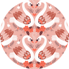 Folk Art Swan Couple Symmetrical Pattern Sticker