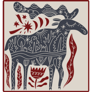 Folk Doodle Moose Boho Sticker