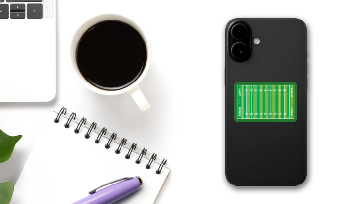 Football Field Sticker on a Phone (New) example