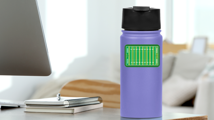 Football Field Sticker on a Water Bottle (New) example