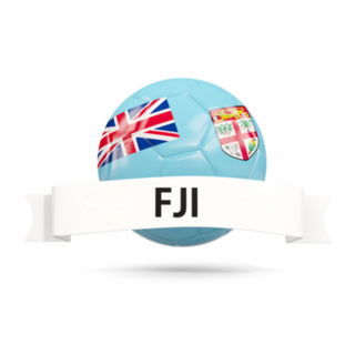 Football With Flag Of Fiji And Banner Sticker