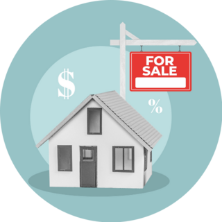 For Sale Sign Real Estate Blue Sticker