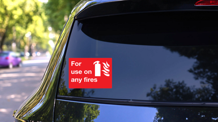 For Use On Any Fires Sign Sticker on a Rear Car Window (New) example