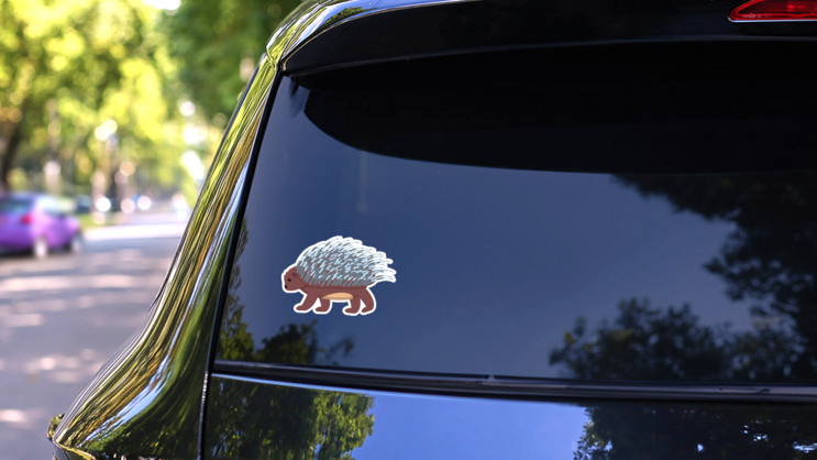 Forest Hedgehog Sticker on a Rear Car Window (New) example