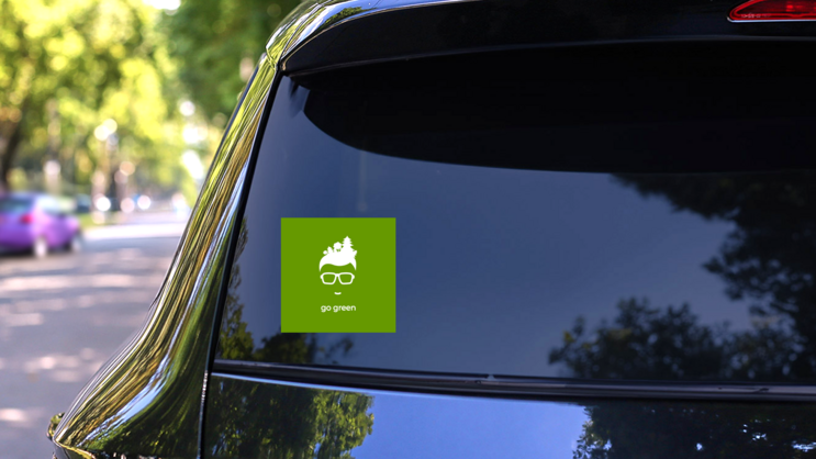 Forest In Hair Go Green Sticker on a Rear Car Window (New) example