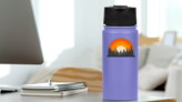 Forest Landscape Trees Silhouettes With Sunset On Background. on a Water Bottle (New) example