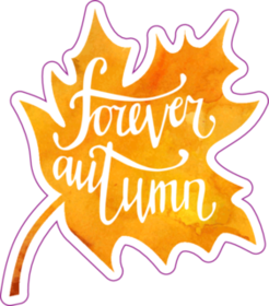 Forever Autumn Lettering On Maple Leaf Sticker