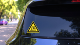 Forklift Sign Sticker on a Rear Car Window (New) example