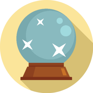 Fortune Teller Glass Ball Icon Flat Illustration Sticker