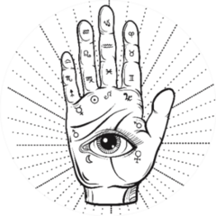 Fortune Teller Hand With Palmistry Diagram All Seeing Eye Sticker