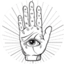 Fortune Teller Hand With Palmistry Diagram All Seeing Eye Sticker