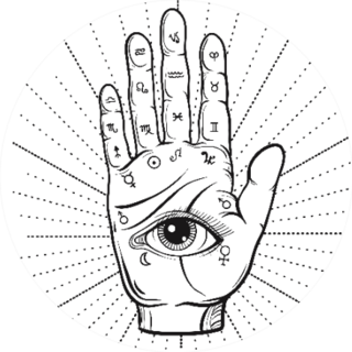 Fortune Teller Hand With Palmistry Diagram All Seeing Eye Sticker