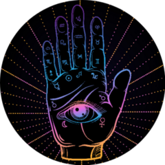 Fortune Teller Hand With Palmistry Diagram Gradient Sticker