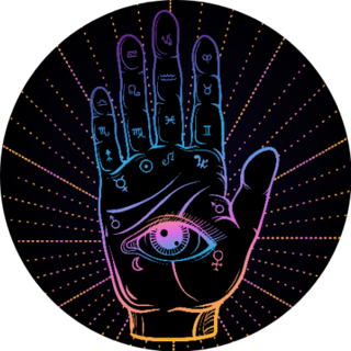 Fortune Teller Hand With Palmistry Diagram Gradient Sticker