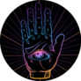 Fortune Teller Hand With Palmistry Diagram Gradient Sticker