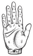 Fortune Teller Hand With Palmistry Diagram Sticker