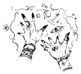 Fortune Teller Hands With Magic Happening Around Sticker