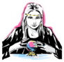 Fortune Teller Magical Crystal Ball Black Line Art Sticker