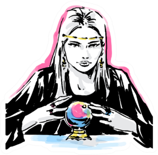 Fortune Teller Magical Crystal Ball Black Line Art Sticker